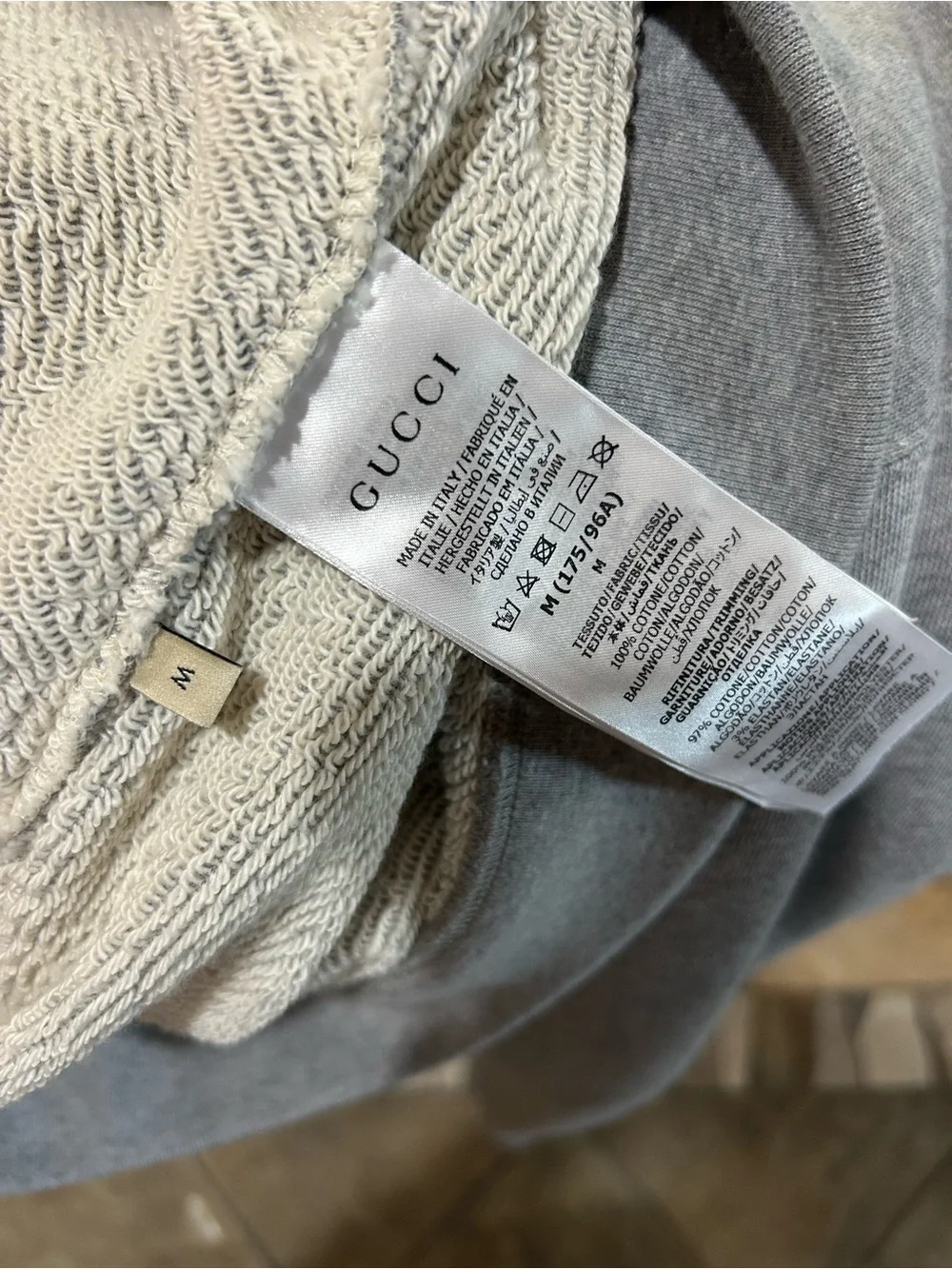 Men's Gucci embroidered interlocking G jersey cotton hoodie size medium